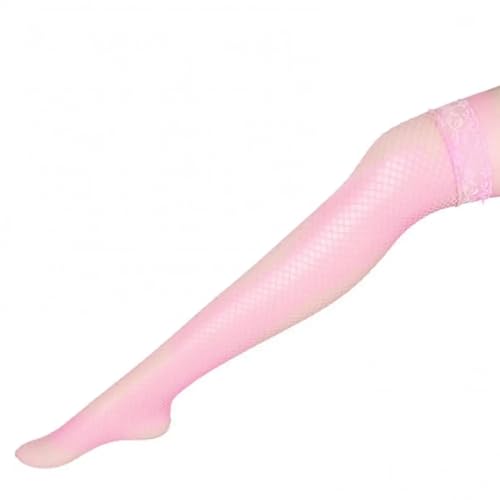 YUEZHAN Strapsstrümpfe Halterlose Strümpfe Damen Strumpf Sexy Damen Damen Oberschenkel Hohe Socken Netz Netz Einfarbig Spitze Top Strumpf Rosa von YUEZHAN