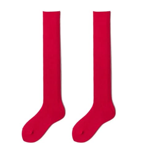 YUEZHAN Strapsstrümpfe Halterlose Strümpfe Schweiß Absorbierende Empfindliche Mädchen High Tube Socken Weiche Textur Frauen Strümpfe Bequem Für Outdoor One Size Red von YUEZHAN