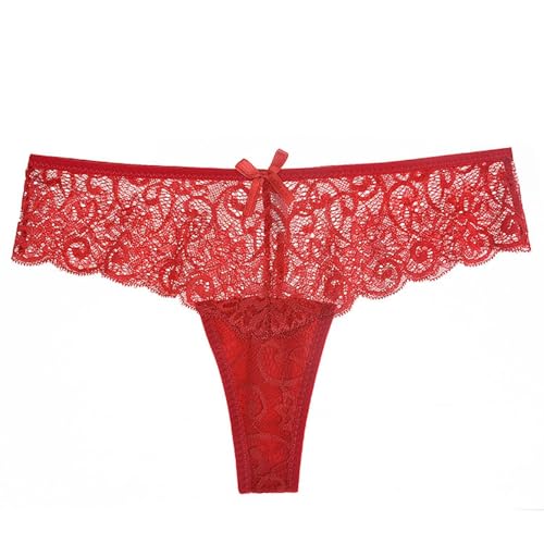 YUEZHAN Unterhosen ​Höschen Damen Sexy Unterwäsche Mit Spitze Hohl Tanga Us/Sforsize30 cm Rot von YUEZHAN