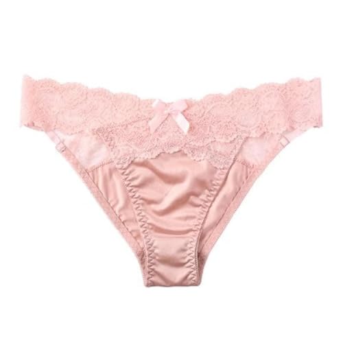 YUEZHAN Unterhosen ​Höschen Glatte Spitze Schleife String Für Frauen Dreieck Niedrig Taille Spitze Unterwäsche Mit Hohl Mesh Sexy L Pink von YUEZHAN