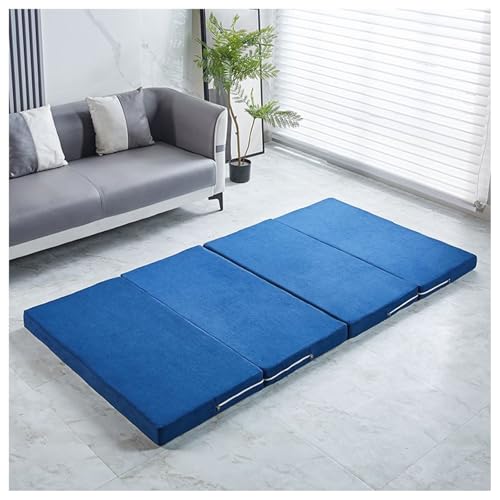 YUEZHONG Klappbare Matratzenauflage, 3 Zoll Faltbare Memory-Schaum-Matratze, Tragbares Boden-Gästebett Mit Abnehmbarem Bezug, for Camping, Gäste, Waschbar(Blue,80x200x8cm/31x79x3in) von YUEZHONG