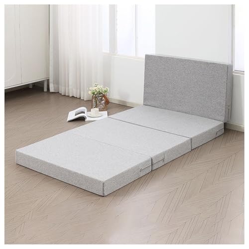 YUEZHONG Klappmatratze, 4-Zoll-Memory-Foam-Matratze Mit Zusammenklappbarem Und Waschbarem Bezug, Faltbare Bodenmatratze, Gästebett for Camping, Roadtrip(Light Gray,120x200cm/47x79in) von YUEZHONG