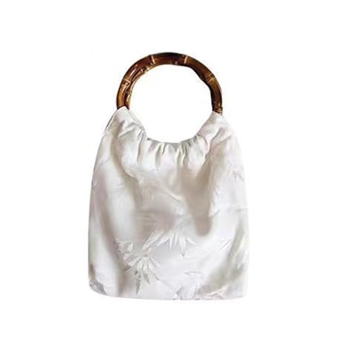 Schöne chinesische Blatt-Handtasche für Damen, bestickt, ideal für Reisen, Schule und Arbeit, weiß, S von YUGSHNKFC