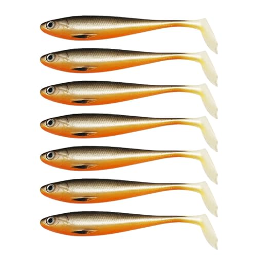 YUGSHNKFC 7Pcs Weiche Angeln Lockt Künstliche Köder Paddel Schwanz Swimbaits Angeln Locken Für Forelle Walleye Schwimmen Köder 10cm von YUGSHNKFC