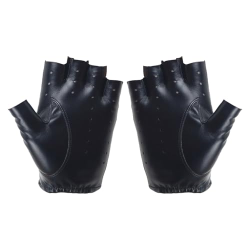 YUGSHNKFC Halbfinger-Handschuh für Herren, Damen, Teenager, Outdoor, Fahren, Motorrad, PU-Leder, fingerloser Handschuh von YUGSHNKFC