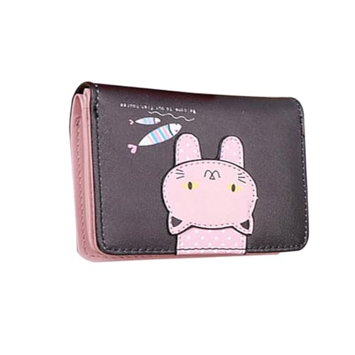 YUGSHNKFC Pocket Wallet Cartoon Katze Kreditkartenetui für Mädchen Frauen Kartenhalter Münzbörse Multi Slot Kurze Brieftasche Tragbar, Schwarz von YUGSHNKFC