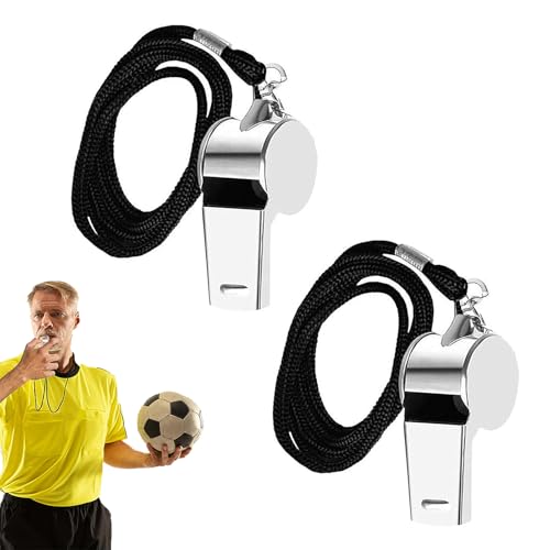 YUGUOLAN 2 Stück Trillerpfeife Sportunterricht, Schiedsrichter Pfeife, Trillerpfeife Kinder, Edelstahl Sportpfeifen, Profi Whistle Mit Schlüsselband, Für Schulsport, Fußball, Hundetraining YUGUOLAN 2 Stück Trillerpfeife Sportunterricht, Schiedsrichter Pfeife, Trillerpfeife Kinder, Edelstahl Sportpfeifen, Profi Whistle Mit Schlüsselband, Für Schulsport, Fußball, Hundetraining von YUGUOLAN