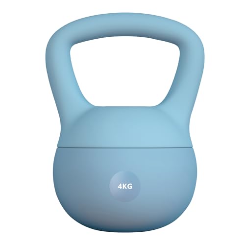 Soft Kettlebell,Mattierter Rutschfester Griff,Stahlsand Gefüllt,Für Squats, Swings,Deadlifts,Arrows,Etc.,Schützt Den Boden,4kg - 6kg - 8kg (4kg,Blue) von YUHANG