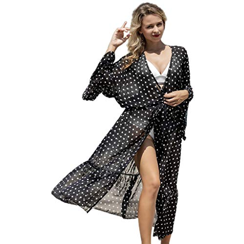 YUHANGCIYE Badeanzug Überzug Kimono Cardigan Bedruckt Gerüschtes Strandkleid Bluse von YUHANGCIYE