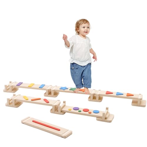 Holz-Schwebebalken für Kinder, Balance Board aus Holz, Gymnastik-Schwebebalken für drinnen und draußen, Schwebebalken für zuhause, Höhenverstellbarer Turnbalken Holz-Schwebebalken für Kinder, Balance Board aus Holz, Gymnastik-Schwebebalken für drinnen und draußen, Schwebebalken für zuhause, Höhenverstellbarer Turnbalken von YULEYU