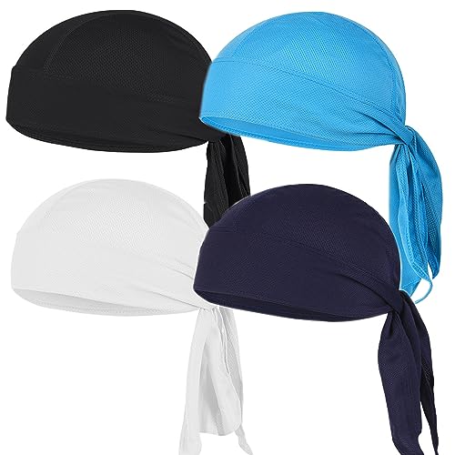 4 Stücke Sports Bandana Cap, Atmungsaktiv Mütze Bandana, Atmungsaktiv Bandana Kopftuch, Fahrrad Mütze Kopftuch, Kopftuch Fahrrad Cap, für Joggen Wandern Berggehen Radfahren von YULIAO