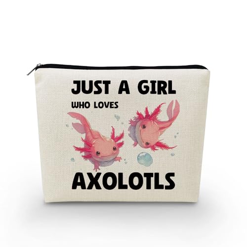 YULUENZE Axolotls Gifts Axolotl Make-up-Tasche, lustiges Geschenk für Axolotl-Liebhaber, Frauen, Freunde, ASN0171, Bedruckte Make-up-Tasche mit Metallreißverschluss von YULUENZE