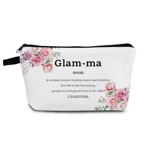 YULUENZE Inspirierende Geschenke Glam-ma Nomen Definition Make-up Tasche Kulturbeutel mit Reißverschluss Geburtstag Weihnachten Muttertag Geschenk Kosmetiktasche für Frauen Oma Großmutter Oma, ahz0408 von YULUENZE