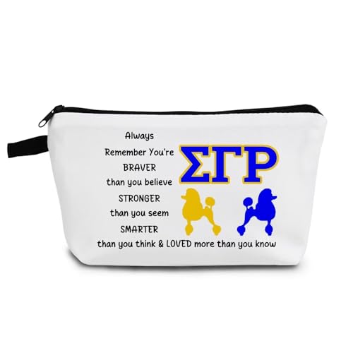 YULUENZE Sorority Gifts Kosmetiktasche für Damen, griechische Sorority Sigma Gamma Rho, inspirierendes Geschenk, mit Aufschrift "You Are Braver Stronger Smarter Than You Think", Make-up-Tasche mit von YULUENZE