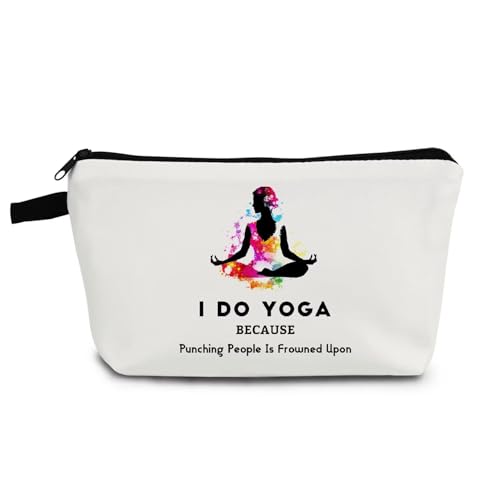 YULUENZE Yoga-Geschenke I Do Yoga-Make-up-Tasche, Reise-Kulturbeutel, Organizer, Reißverschluss-Tasche, Geburtstagsgeschenk, Weihnachtsgeschenk, Kosmetiktasche für Frauen, Yoga-Liebhaber, Yoga-Lehrer, von YULUENZE