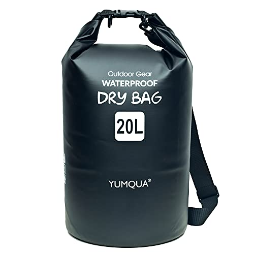 YUMQUA Dry Bag Wasserdichter Tasche 5L 10L 20L 30L 40L wasserdichte Beutel Packsack für Kajak Boot Angeln Rafting Camping Snowboarden Schwimmen Wassersport (Schwarz, 20L) YUMQUA Dry Bag Wasserdichter Tasche 5L 10L 20L 30L 40L wasserdichte Beutel Packsack für Kajak Boot Angeln Rafting Camping Snowboarden Schwimmen Wassersport (Schwarz, 20L) von YUMQUA