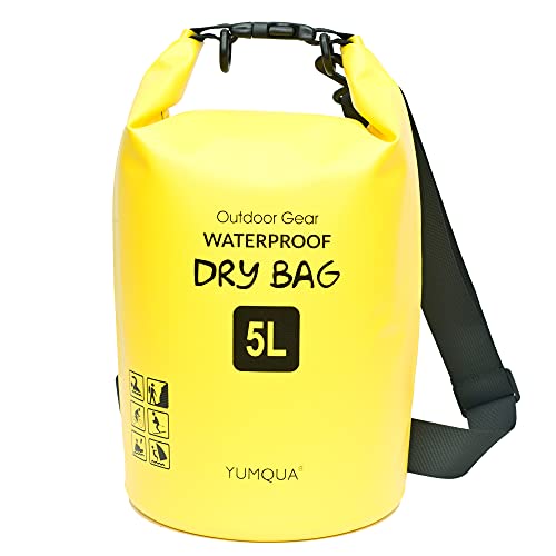 YUMQUA Dry Bag Wasserdichter Tasche 5L 10L 20L 30L 40L wasserdichte Beutel Packsack für Kajak Boot Angeln Rafting Camping Snowboarden Schwimmen Wassersport (Gelb, 5L) YUMQUA Dry Bag Wasserdichter Tasche 5L 10L 20L 30L 40L wasserdichte Beutel Packsack für Kajak Boot Angeln Rafting Camping Snowboarden Schwimmen Wassersport (Gelb, 5L) von YUMQUA