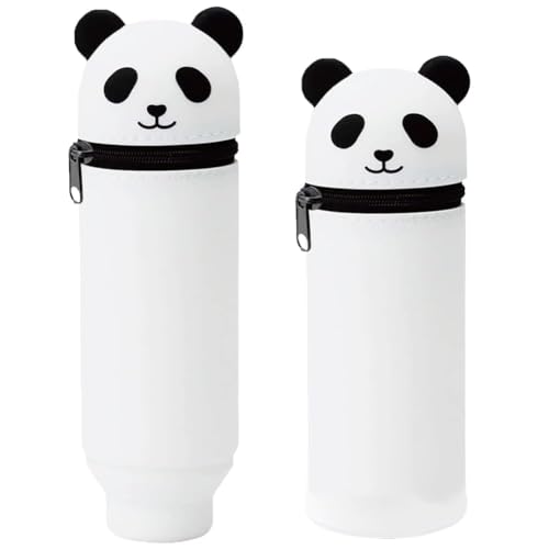 YUPDFGB Kawaii Federmäppchen Federmäppchen aus Weichem Silikon 2 Stück Kawaii Federmäppchen 2 in 1 aus weichem Silikon Cartoon Bleistifthalter für Teenager (Panda3) von YUPDFGB