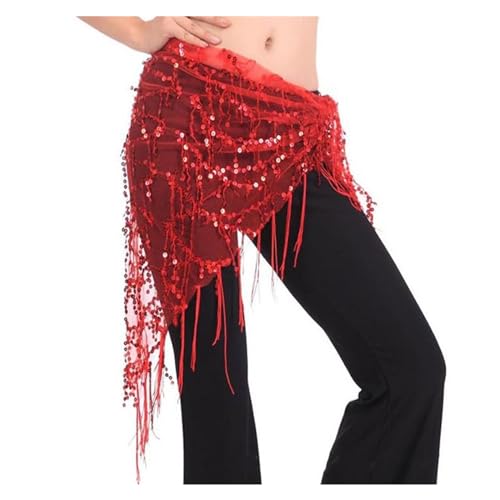 YUUKEXD Kostüme Quasten Bauchtanz Gürtel Taille Kette Tänzerin Rock Hüfttuch(Red) von YUUKEXD