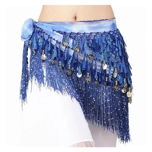 YUUKEXD Münzen Gürtel Frauen Bauchtanz Kostüme Zubehör Pailletten Quaste Hüfttuch Bauchtanz Gürtel Hüfttuch Bauchtanz(Blue with Sequins) von YUUKEXD