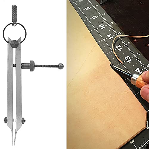 Doppelnadel-Abstandskompass, Lederhandwerkswerkzeug aus Kohlenstoffstahl, Anreißer, Flügelteiler, Linienkompass für Mechanische Markierung und Lederherstellung, Artikeltyp: (100 von YUYTE