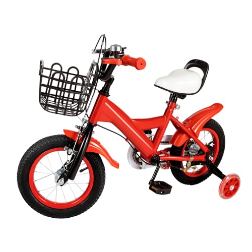 YUYUZI Kinderfahrrad, 12-Zoll-Heimtrainer mit Stützrädern für Mädchen und Jungen 2-4 Jahre, Rot von YUYUZI