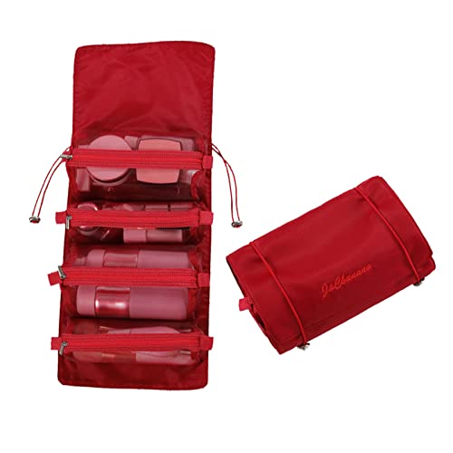 Kosmetiktasche Reise In-Bag-Kosmetiktasche, vier Waschgänge, Falttasche, Reiseaufbewahrung, eine Kapazität, Gaze, Kosmetik, groß Lost in Cyberspace (Red, One Size) von YWJewly