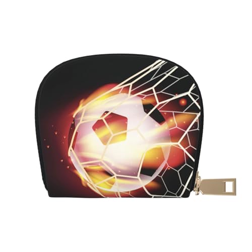 YWSOTRE Fußball aufs Tor, Netz brennt, Pu Leder Shell Karte Tasche Stilvolle Kreditkarteninhaber Brieftasche Karte Fall von YWSOTRE