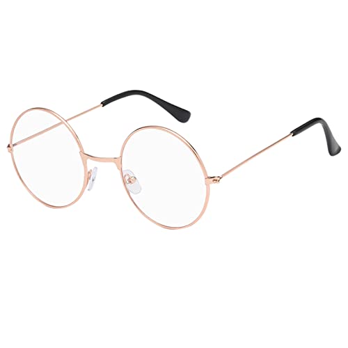 YWSTYllelty Erwachsene Metallrahmen-Brille mit klarer modischer Unisex-klassischer Metallrahmen-Spiegel-runde Brille Brillen Für Schwimmen (Rose Gold, One Size) von YWSTYllelty