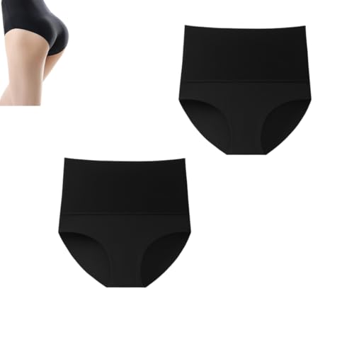 YWeiLiangSan Bauchweg-Slip mit Hoher Taille, Nahtlose Unterwäsche für Damen, atmungsaktive, Bequeme Unterwäsche (Large,2 Pcs Black) von YWeiLiangSan