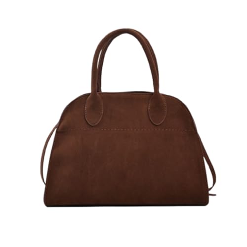 YWeiLiangSan Damen-Einkaufstasche aus Wildleder, Damen-Einkaufstasche aus Kunstleder, Vintage-Tasche mit Henkel (One Size,Brown Small) von YWeiLiangSan