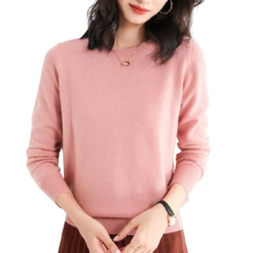 YWeiLiangSan Kaschmirpullover für Damen, weicher, Leichter Strickpullover mit Langen Ärmeln und Rundhalsausschnitt (Large,Pink) von YWeiLiangSan