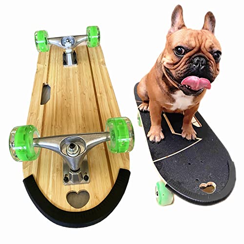 Haustier-Skateboard mit Surfständer, komplett entworfen für Hunde und Haustiere, mit bunten PU-Rädern, für Englisch-Französische Bulldogge (85 x 27 cm) von YXFAZPP