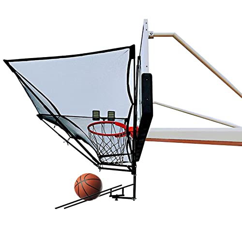 Basketball-Rückprallnetz-Rückgabesystem, faltbar, schwarzer Rebounder-Aufsatz aus Eisen zum Üben von Schüssen, 180 ° drehbar, für Kinder, Jugendliche und Erwachsene, mit Aufbewahrungstasche von YXJPP