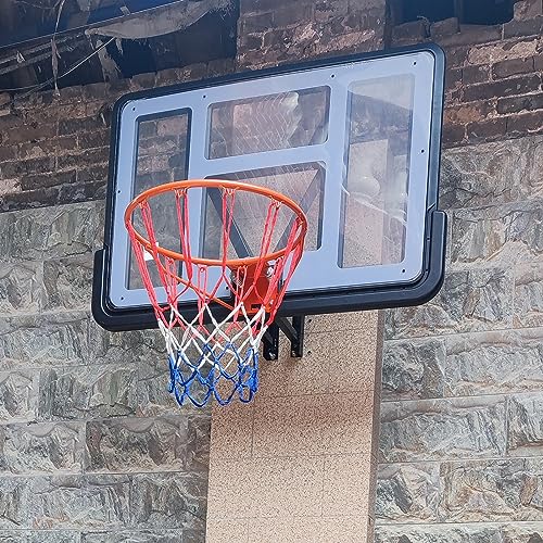 Basketballkorb, 43 x 30 Zoll, transparentes PET-Backboard mit Wandhalterungen, an der Wand montiertes Basketballkorb-Set für Kinder, Jugendliche, Studenten und Erwachsene, Basketballnetz-Kits für di von YXJPP