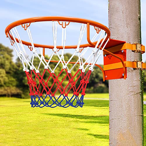 Basketballkorb, Outdoor-Basketballkorb und -Ring für Erwachsene und Kinder mit 2 Riemen, 18-Zoll-Basketballkörbe für Baum, Mastmontage, Spielplatz, Garage und Terrassengeländer (Farbe: Orange) von YXJPP