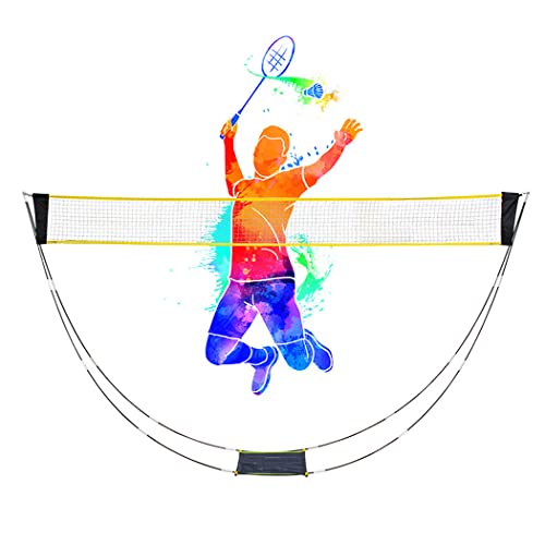 Tragbares Badminton-Netz mit Ständer, einfach aufzubauendes, faltbares Volleyball-Tennis-Badminton-Netz mit Tragetasche für draußen/innen, kein Werkzeug oder Pfähle erforderlich von YXJPP