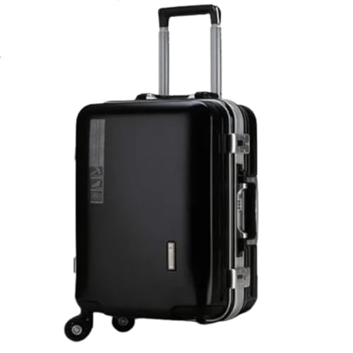 YXKJDS Hardside Expandable Spinner-Gepäck Koffer mit Aluminiumrahmen, verdickter und langlebiger 24-Zoll-26-Trolley-Koffer für Männer und Frauen, Reisepasswort-Koffer (Black 22inches) von YXKJDS