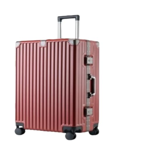 YXKJDS Koffer mit Aluminiumrahmen, große Kapazität, hochwertiger Business-Koffer Männer, robuster Trolley für Frauen, 24 Zoll (Wine red 20 inches) von YXKJDS
