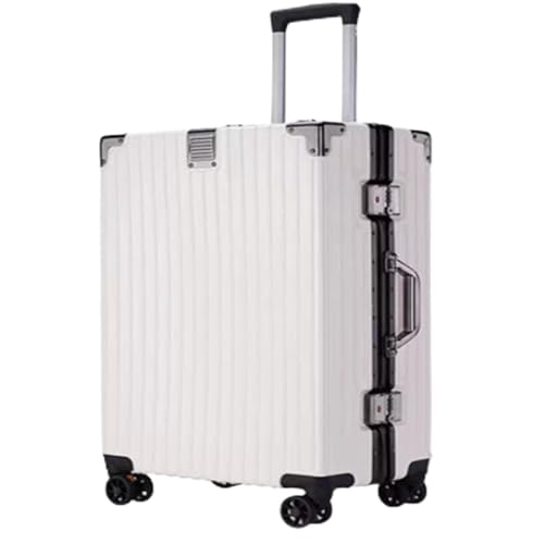 YXKJDS Koffer mit Rollen, Koffer mit Aluminiumrahmen,großes Fassungsvermögen, Passwort-Trolley, Universal-Rollenkoffer, robuster Boarding-Koffer für Damen (White 24 inches) von YXKJDS