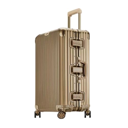 YXKJDS Vollaluminium-Koffer, Magnesium-Hartschalenkoffer-Set, doppelt verschleißfeste Spinner-Räder, Trolley-Koffer aus Legierung, Passwort-Boarding (Gold 20inches) von YXKJDS
