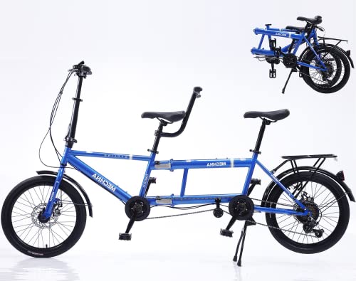 YXWJ Klassisches Tandem -Fahrrad - Stadt Tandem Folding Bicycle, Faltbare Tandem Adult Beach Cruiser Bike Verstellbarer 7 Geschwindigkeiten, Familie 3 -Säseer,Blau YXWJ Klassisches Tandem -Fahrrad - Stadt Tandem Folding Bicycle, Faltbare Tandem Adult Beach Cruiser Bike Verstellbarer 7 Geschwindigkeiten, Familie 3 -Säseer,Blau von YXWJ