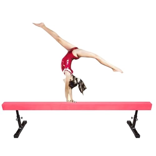 YXXSDP Schwebebalken Einstellbar Gymnastik Schwebebalken, Profi Heimtraining Schwebebalken/Gymnastik Geräte, Hoch Und Niedrig Wildlederbezug Schwebebalken, Für Schule Turnverein(Pink,2.1m/6.9ft Long) von YXXSDP