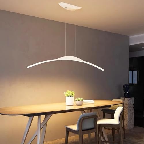 Dimmbare moderne LED-Hängelampe, moderne Hängelampe mit Fernbedienung, Hängelampe, lineares Design, höhenverstellbare Kronleuchterlampe für Esstisch, Esszimmer, Büro, Küche, Lampe (weiß, L80 cm) von YYCHENY