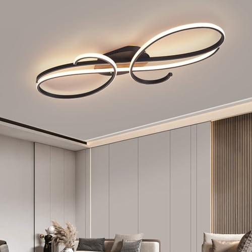 Moderne Deckenlampe, LED-Deckenlampe, dimmbar mit Fernbedienung, Esszimmer-Hängelampe, kreative Deckenbeleuchtung, moderne Wohnzimmer-Hängelampe für Schlafzimmer, Küchenlampen (schwarz, L60 cm) von YYCHENY