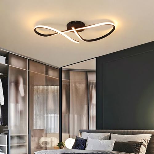 Moderne LED-Deckenleuchte, dimmbar, Schlafzimmer-Deckenlampe, Wohnzimmerlampe mit Fernbedienung, kreatives Design, Esszimmerbeleuchtung, Küche, Hängelampe, Innenbeleuchtung, Deckenlampe (schwarz, L80 von YYCHENY