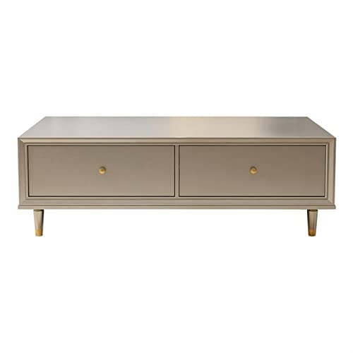 Sofa-Beistelltische, klassischer rechteckiger Couchtisch, modischer und luxuriöser Wohnzimmer-Couchtisch, mit großer Aufbewahrungsschublade, Champagner-Silber-Couchtisch für Wohnzimmer (80 x 65 x 50 von YYCHENY