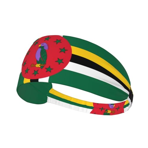 Elastisches Übungs-Stirnband für Damen und Herren, feuchtigkeitsableitend, athletisch zum Laufen, Fitnessstudio, Training. Flagge des Commonwealth of Dominica Printing von YYHHAOFA