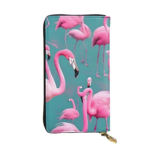 YYHHAOFA Lange Clutch-Geldbörse aus Leder mit Flamingo-Aufdruck: bequem, leicht, wasserdicht, langlebig, 19 x 10,5 cm, Schwarz, Einheitsgröße, Schwarz , Einheitsgröße von YYHHAOFA