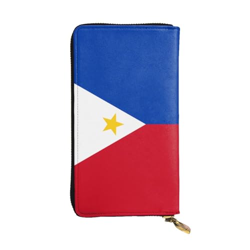 YYHHAOFA Lange Clutch-Geldbörse aus Leder mit Philippinen-Flagge: bequem, leicht, modisch, langlebig, 19 x 10,5 cm, Schwarz , Einheitsgröße von YYHHAOFA